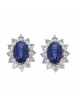 Boucles d'oreilles entourages "Cyrilla" de diamants et saphirs sertis griffes, 0,36 carat et saphir 1,32 carats