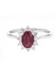 Bague entourage "Cyrilla" de diamants et rubis sertis griffes, 0,48 carat et rubis 1,60 carat